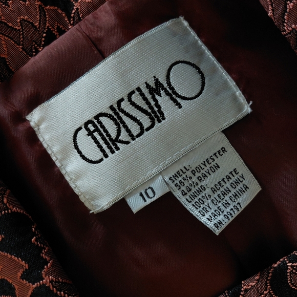 Vintage 80's Carissimo Rose Gold Metallic Embroidered Peplum Elegant Blazer - Picture 15 of 15